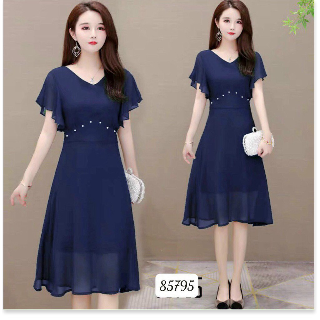 ĐẦM VOAN Ý ĐÍNH NGỌC,ĐƯỢC THIẾT KẾ HỌA TIẾT TRƠN NHƯNG KHÔNG KÉM PHẦN SANG TRỌNG LANA FASHION