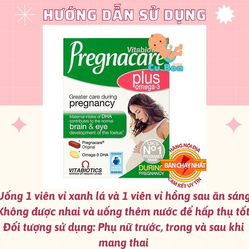 Vitamin bà bầu Pregnacare Plus Omega 3 của Anh 56 viên cung cấp dưỡng chất cần thiết cho phụ nữ mang thai