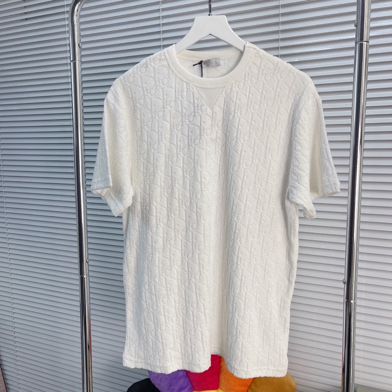 ⚡️[Mirror Quality] - Áo Tee DlOR Oblique Terry Cotton Jacquard T-Shirt Off White Relaxed Fit, Áo thun DlOR