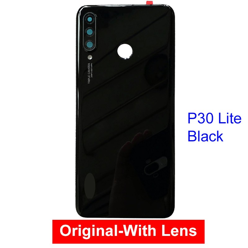 Ốp lưng Huawei P30 Lite nova 4e + Ống kính máy ảnh cho Huawei nova 4e Cửa sau thay thế Sửa chữa Phụ tùng thay thế Nắp pin Tấm ốp kính Vỏ cho Huawei P30 lite