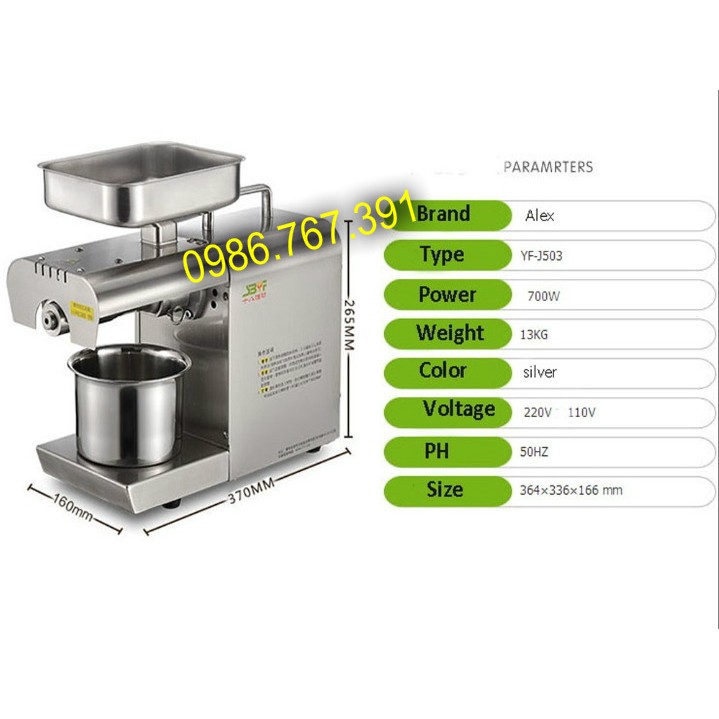 Máy ép dầu lạc gia đình YF-J503-1 ép 3-5 kg/h