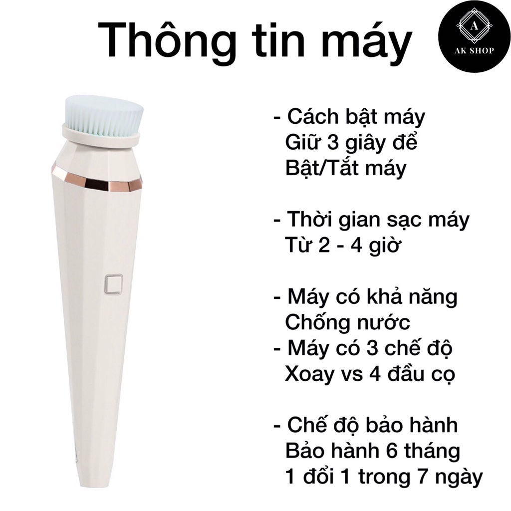 Máy rửa mặt cầm tay mini cao cấp đa năng 4 đầu cọ