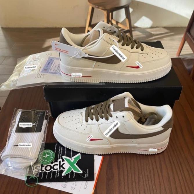 Siêu Sale 60%  Giày thể thao nike_AF1 vệt nâu, Giày sneaker air force 1 low premium white brown nam hot trend 2021