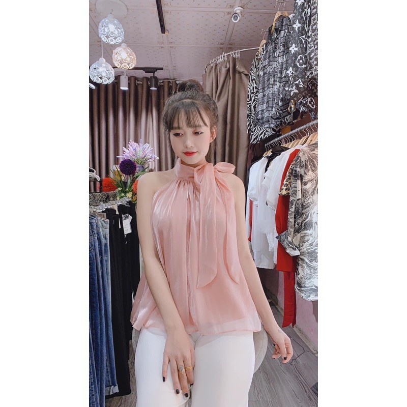 Áo kiểu cột nơ cổ cực chất - đi tiệc - đi chơi - quá sang chảnh-076