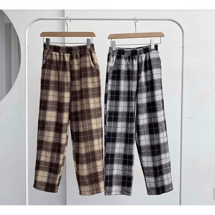 Quần Caro Ống Rộng Baggy Cargo Pants Suông Nam Nữ Oversize Ullzang Hot Trend Phong Cách Hàn Quốc