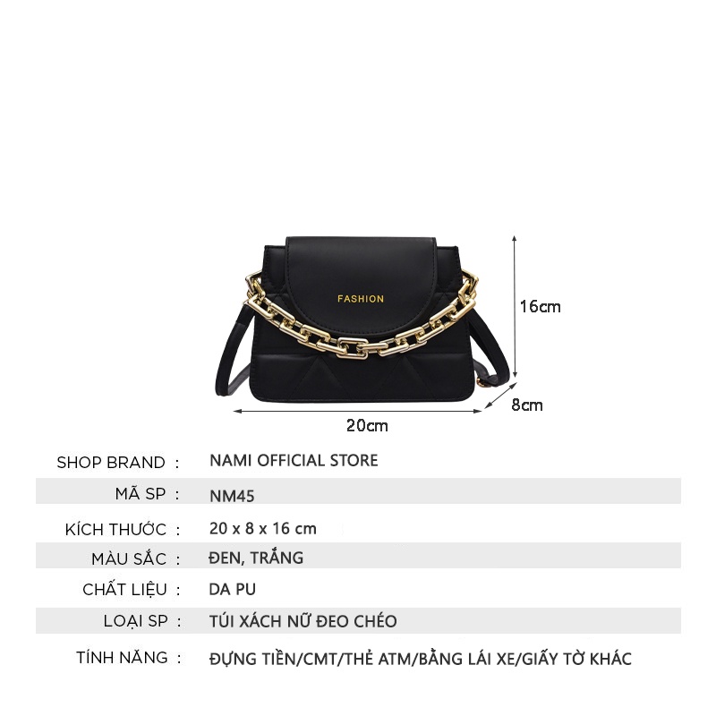 Túi xách nữ đeo chéo kẹp nách đeo vai thời trang cá tính giá rẻ dây xích to NAMI NM45