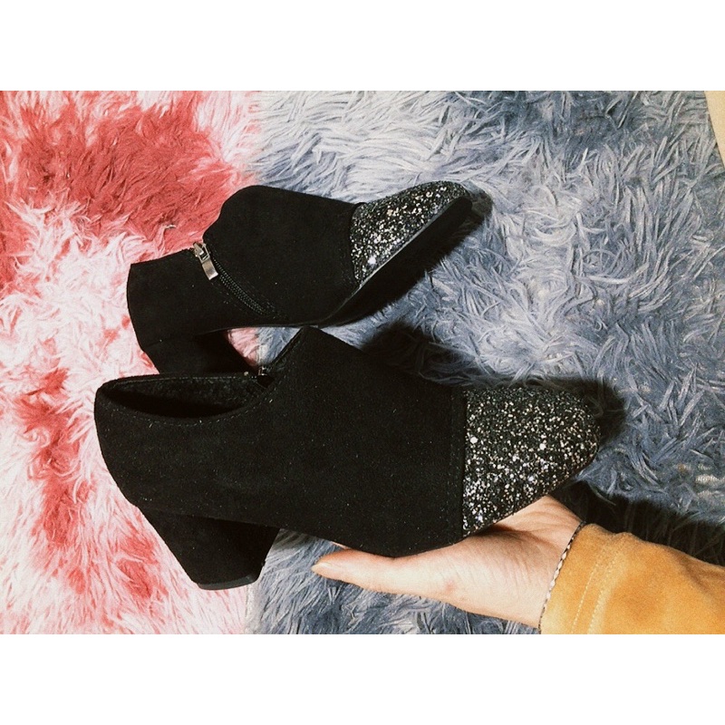 Bốt cổ ngắn nhung 5 phân phối kim sa