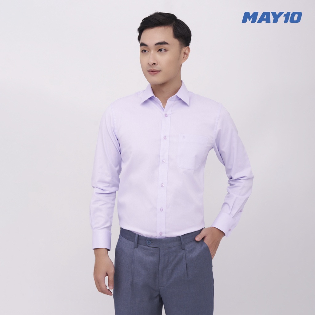 Áo sơ mi nam dài tay dáng suông màu tím nhạt May 10 mã 010122014OLLT màu 560