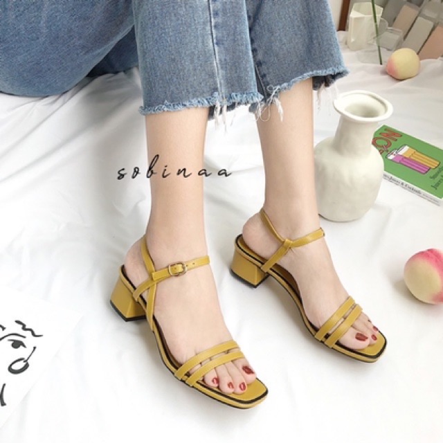 Sandal quai dây sành điệu phối viền da lỳ 5cm  S58 | BigBuy360 - bigbuy360.vn