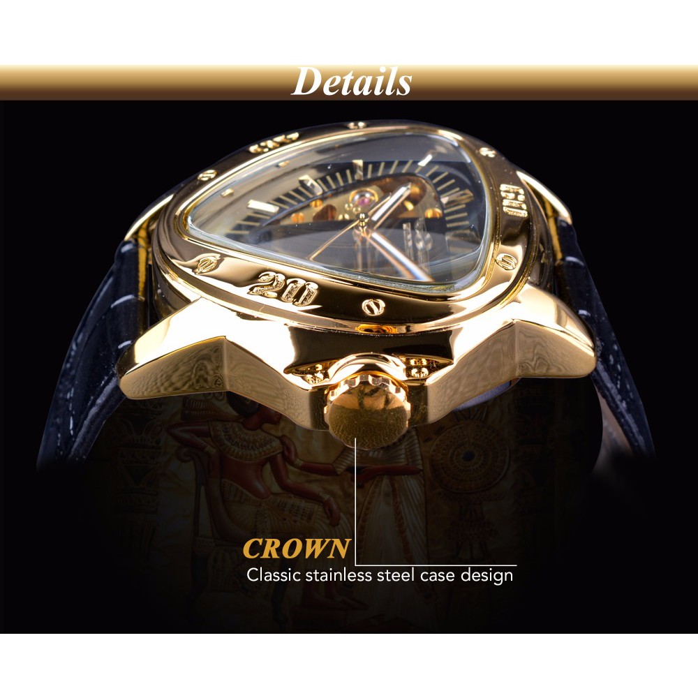 Đồng hồ cơ mặt tam giác mạ vàng thời trang cho nam | BigBuy360 - bigbuy360.vn