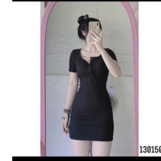 Đầm Gân Body Cổ Tròn Gài Nút🥖