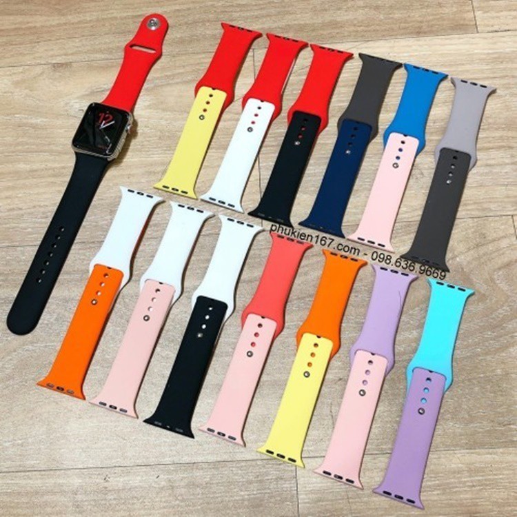 Dây cao su silicone cho Apple Watch Seri 1/2/3/4/5/6/7 và đồng hồ T500, T500+, HW12, HW22 Pro... Size 38/40/41/42/44/45