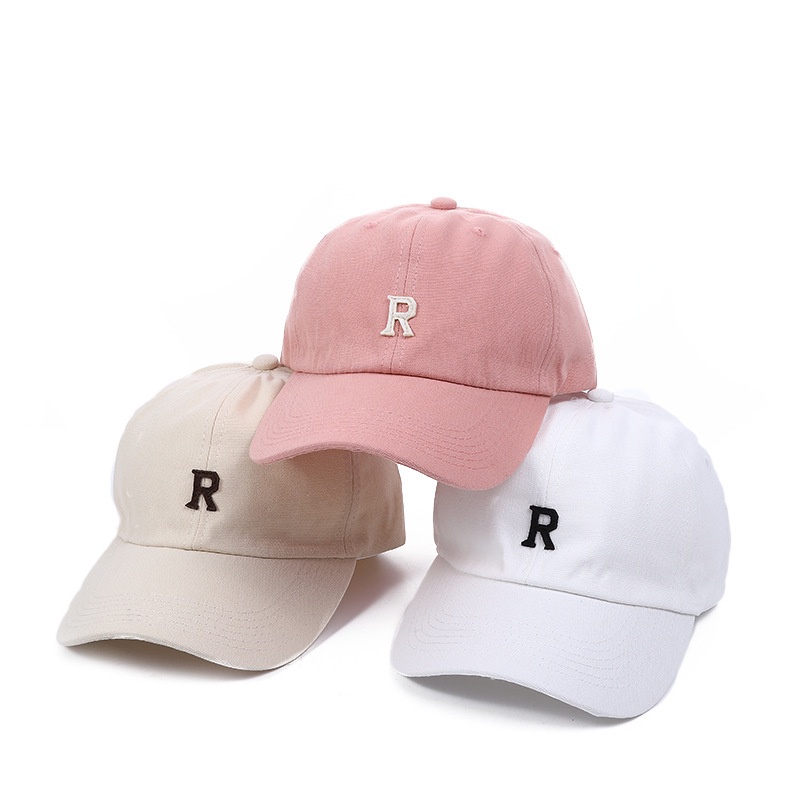 Mũ lưỡi trai LINJW bằng cotton mềm thêu chữ R phong cách Hàn Quốc cho nam và nữ