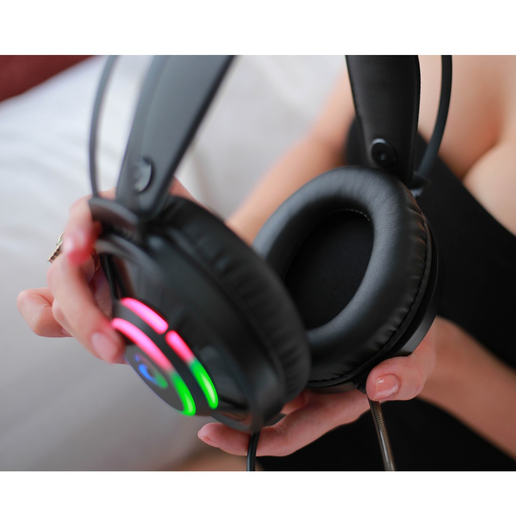 Tai nghe Dareu EH469 Pink Cat / Black 7.1 Surround LED RGB | BigBuy360 - bigbuy360.vn