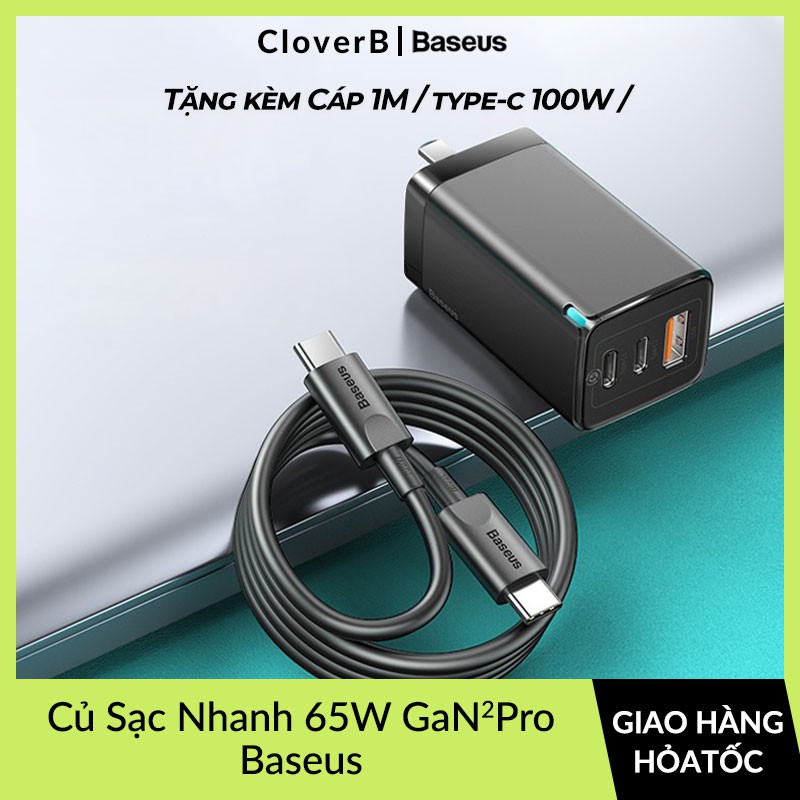 | Phiên Bản Mới | Củ Sạc Nhanh Baseus 65W GaN 2 Pro Sạc Cho Laptop macbook iPad iPhone Samsung / Tặng Cáp Type C 100W | BigBuy360 - bigbuy360.vn