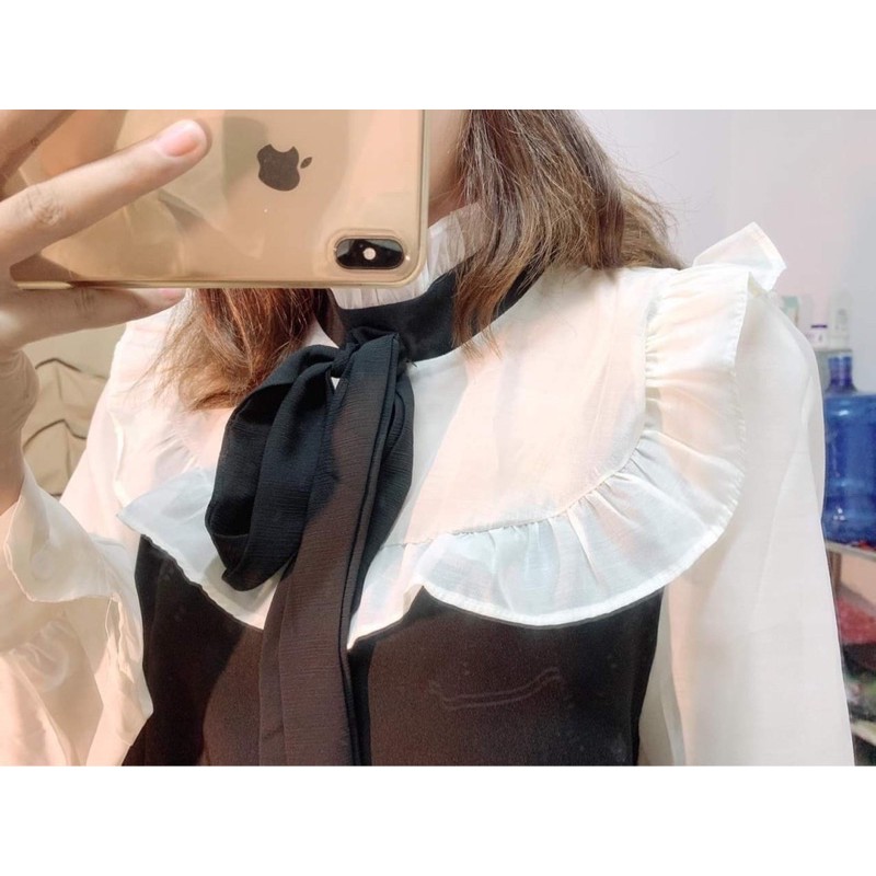 Váy thiết kế cổ nơ phối voan tơ-Phong cách hàn quốc siêu xinh. Váy dự tiệc (có sẵn) | BigBuy360 - bigbuy360.vn