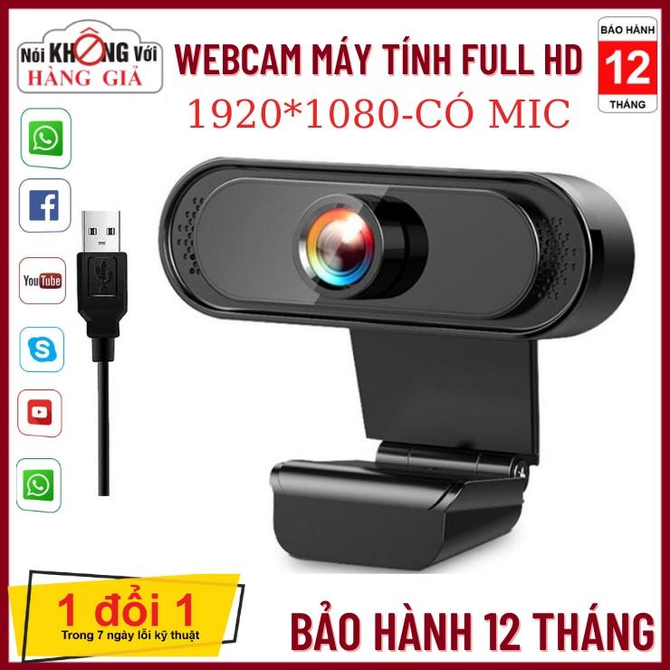 Webcam máy tính laptop livestream có Mic Full HD PC Gaming 1080P High Solution-Bảo Hành 12 Tháng