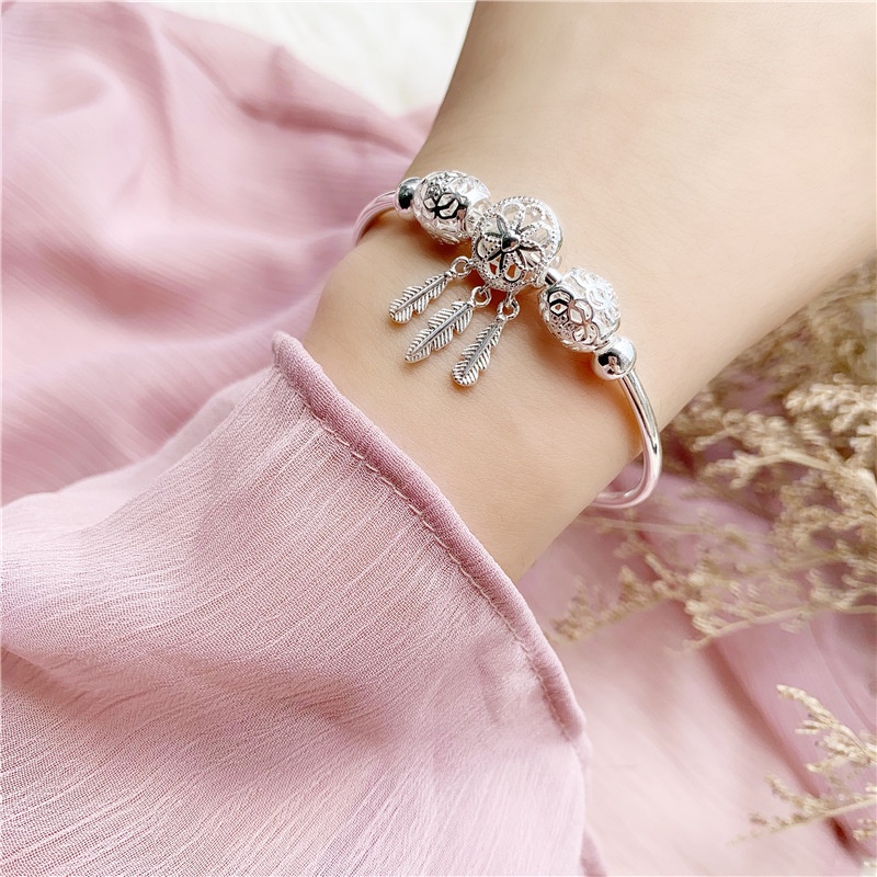 Vòng tay nữ mạ bạc ý phong cách pandor dễ thương thiết kế có thể điều chỉnh kích cỡ thời trang tinh tế
