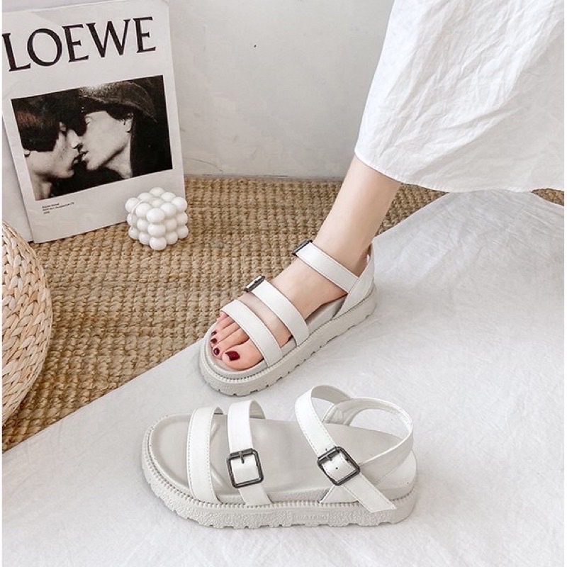 Sẵn _ Sandal cao su dẻo quai ngang bản Hàn 2021