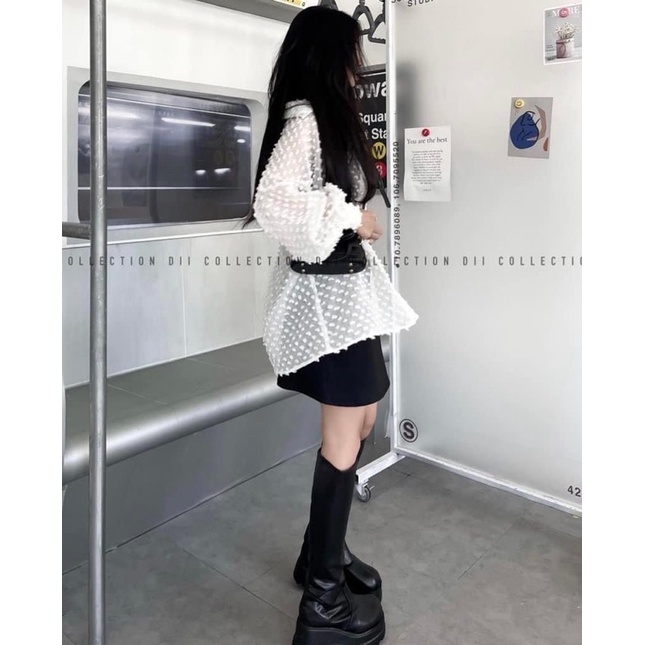 DII COLLECTION - Sơmi cục bông khoác ngoài form rộng