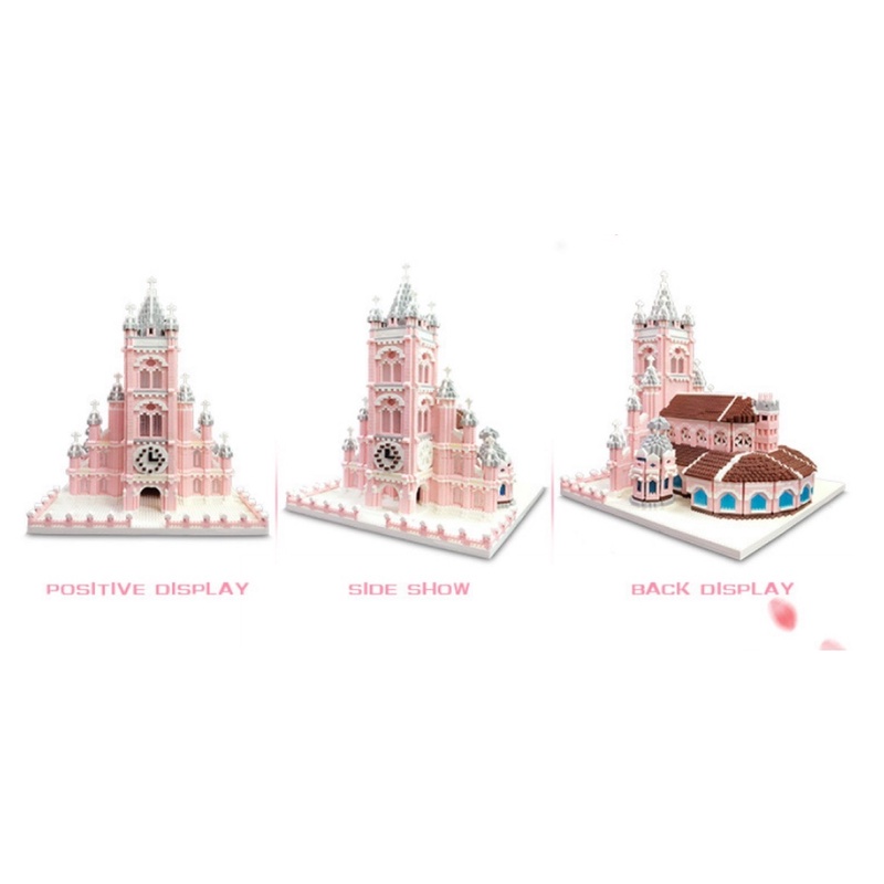 Bộ mô hình lego xếp hình NHÀ THỜ TÂN ĐỊNH MÀU HỒNG PINK CHURCH LEGO