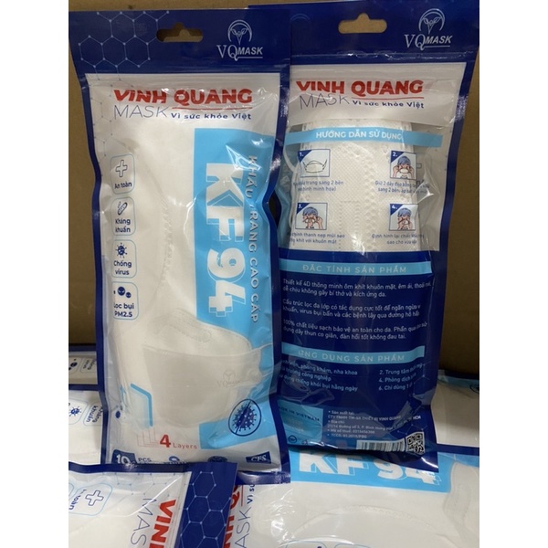 Thùng 300 cái khẩu trang 4D / KF94 Vinh Quang mask màu trắng