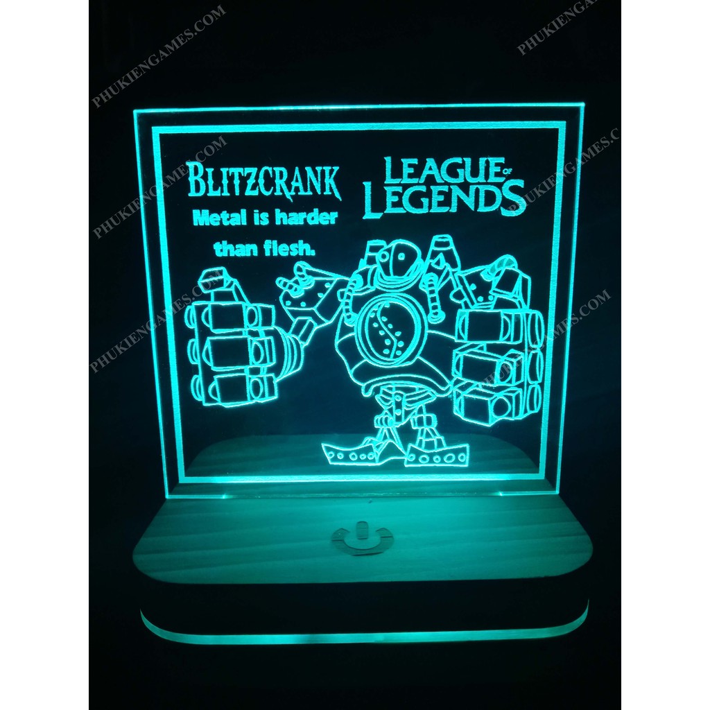 Đèn Led 3D Tướng Blitzcrank LMHT nháy 16 màu Đèn Ngủ Trang Trí