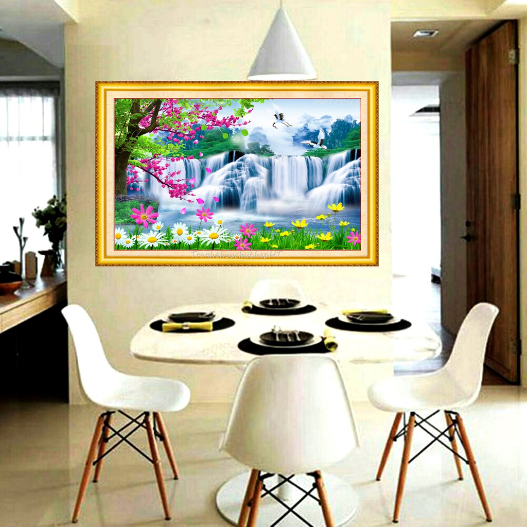 Tranh đính đá phong cảnh thác hoa VS299 - tự đính