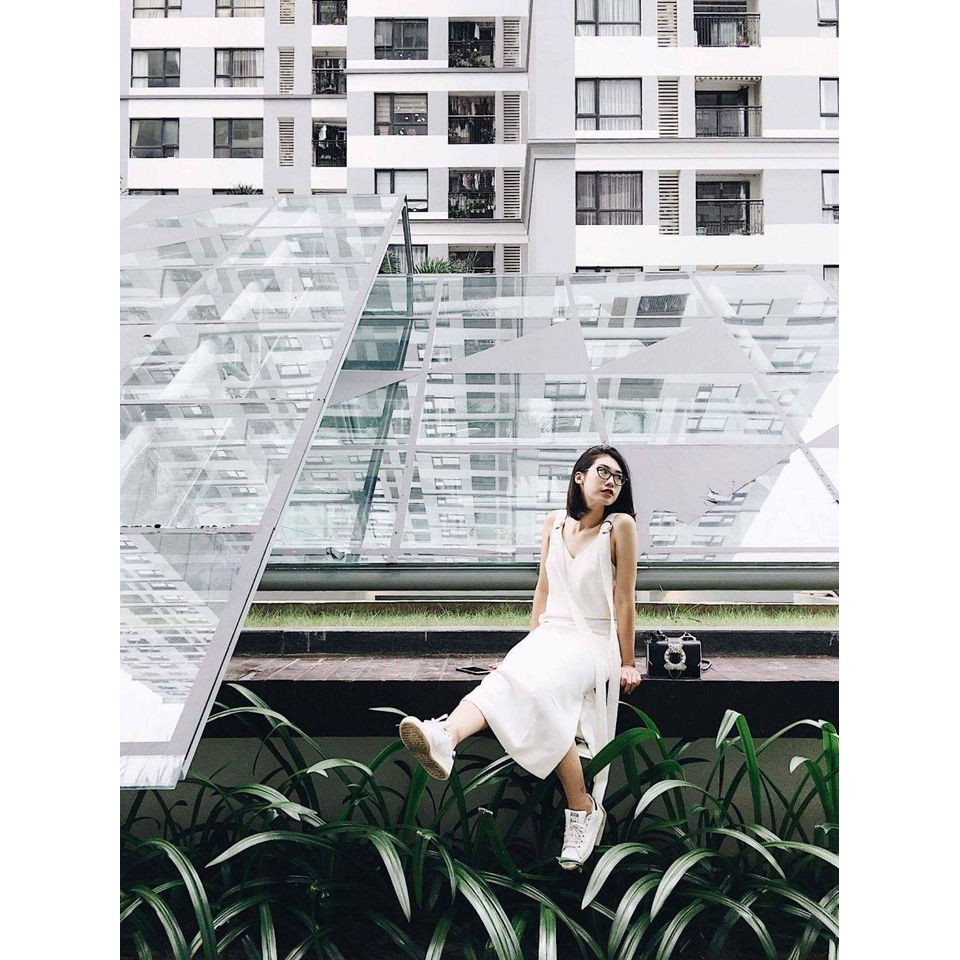 Đầm Form Dài Phối Dây (Side slit long dress) Can De Blanc