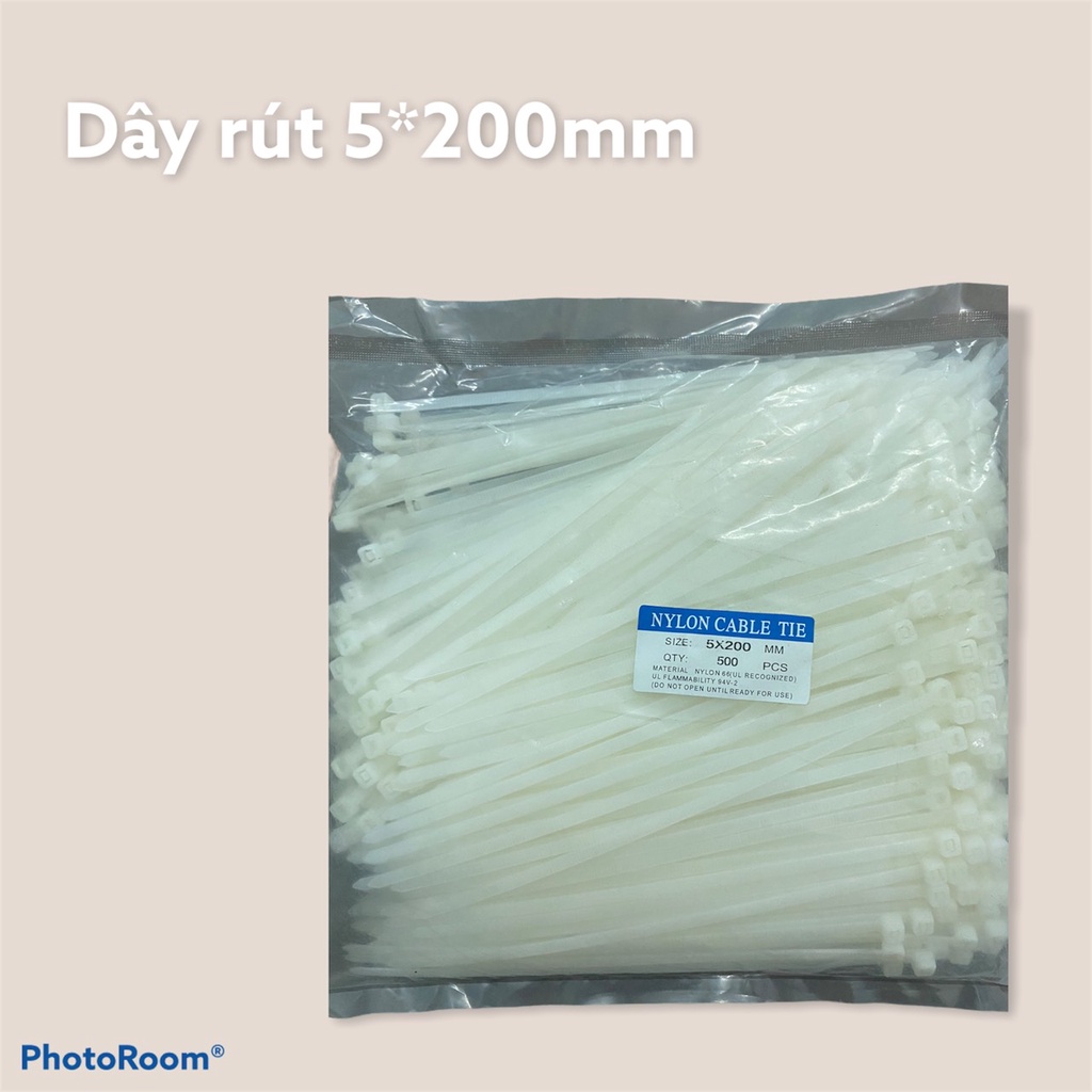 Dây rút nhựa 5*200mm ( ĐÓNG GÓI 1 BỊCH GỒM 500 SỢI DÂY RÚT )