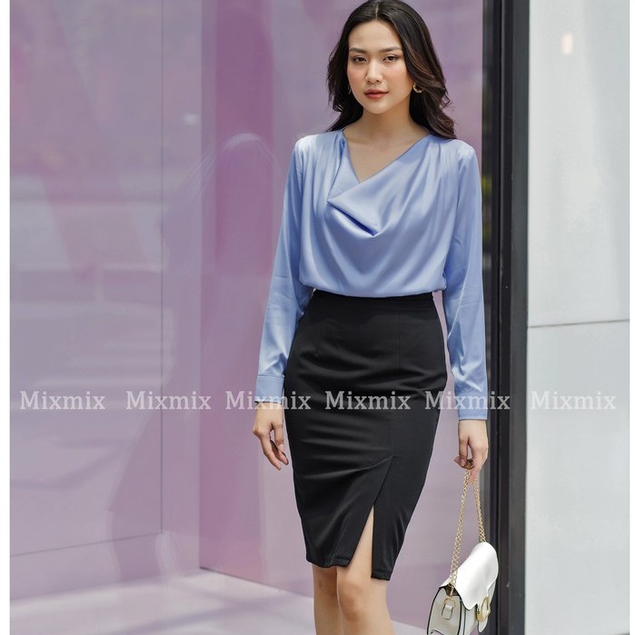 Chân váy bút chì xẻ trước công sở - MIXMIX - Hàng thiết kế - Hình ảnh độc quyền shop tự chụp