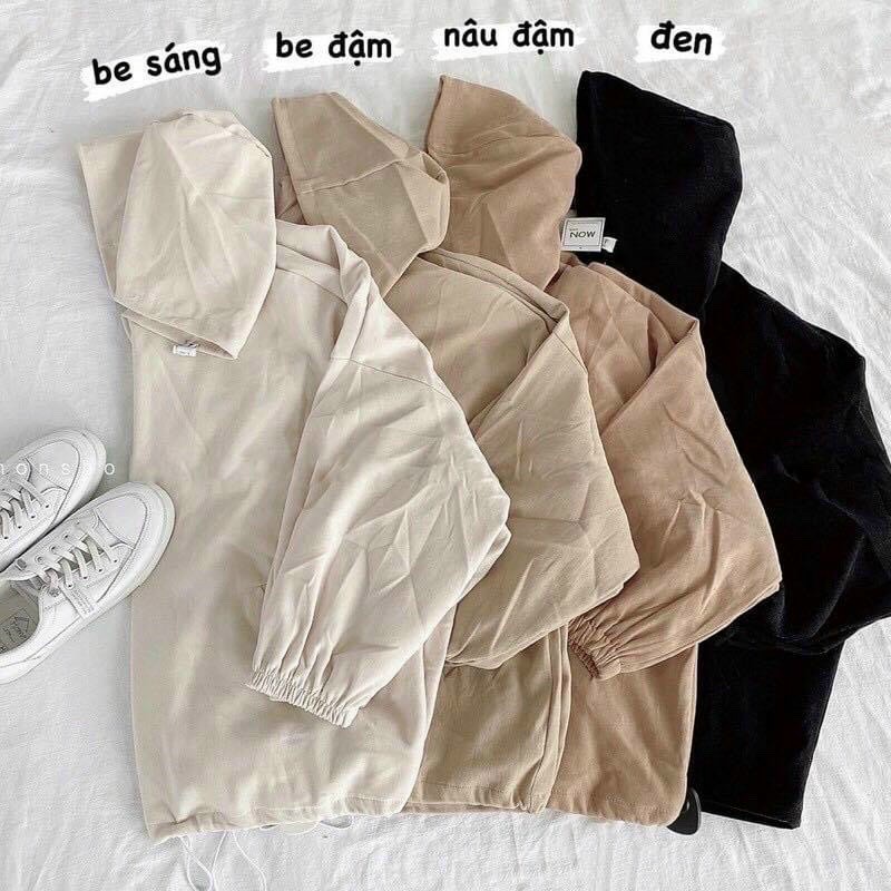 Áo khoác basic trơn phom rộng chất da lộn siêu đẹp, áo khoác 2 lớp có mũ trùm đầu