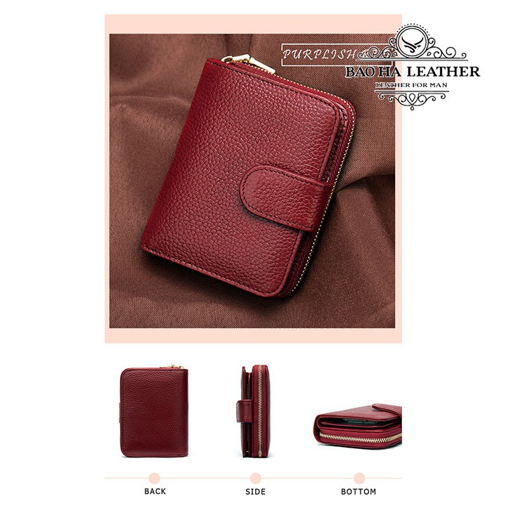 Ví nữ Marrant - BHM8608 Ví mini, Vi đựng thẻ. Da bò thật, hàng chính hãng