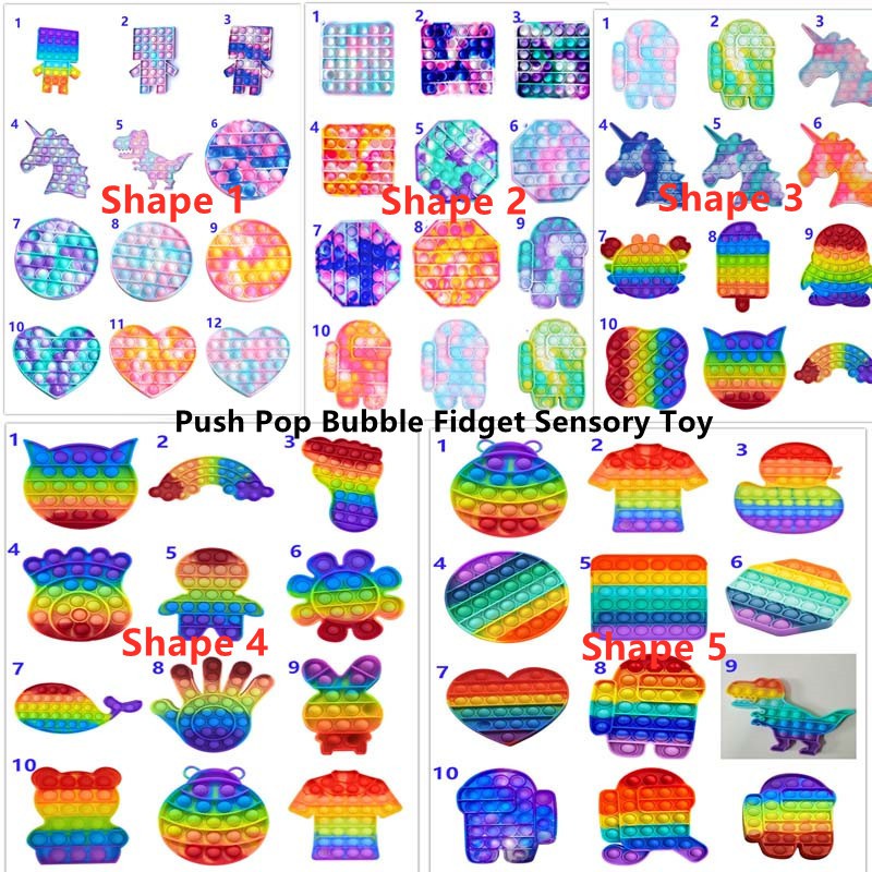 Đồ chơi bấm bong bóng giải tỏa căng thẳng độc đáo sáng tạo Pop It Tiktok Push Pop Fidget Toy Bubble Unicorn Rainbow Square Heart Đồ Chơi Stress Relief Special Needs Silent Classroom Tiktok Board Game Đồ Chơi Giáo Dục For Kids