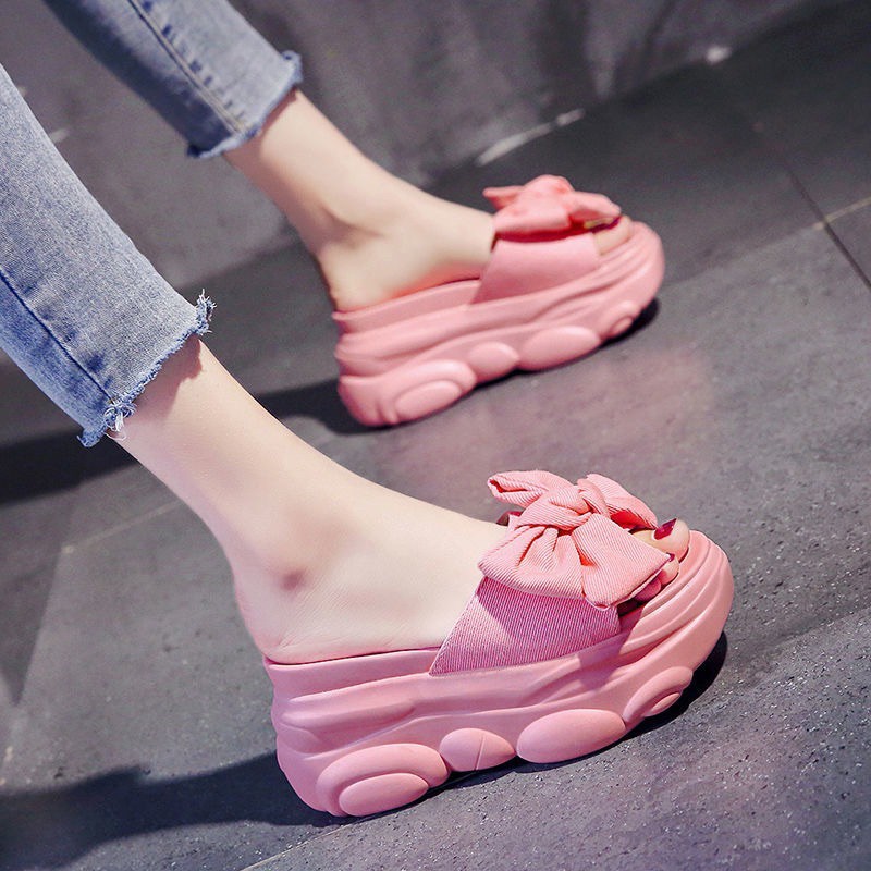 (k có sẵn) dép đế xuồng nơ xinh 8cm - sẵn hồng 34, 37 - kèm ảnh thật