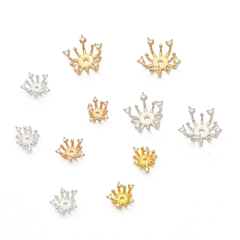 Nút đồng đính đá zircon BEADIA chèn giữ phụ kiện làm đồ trang sức thủ công