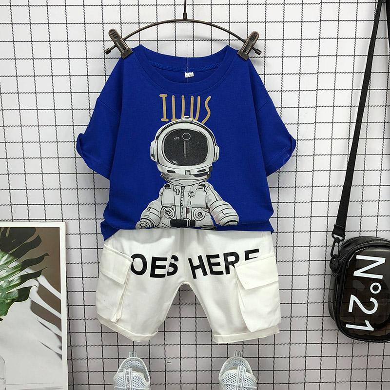 Bộ Quần Áo Mùa Hè Tay Ngắn Phong Cách Phương Tây Thời Trang Cho Bé Trai