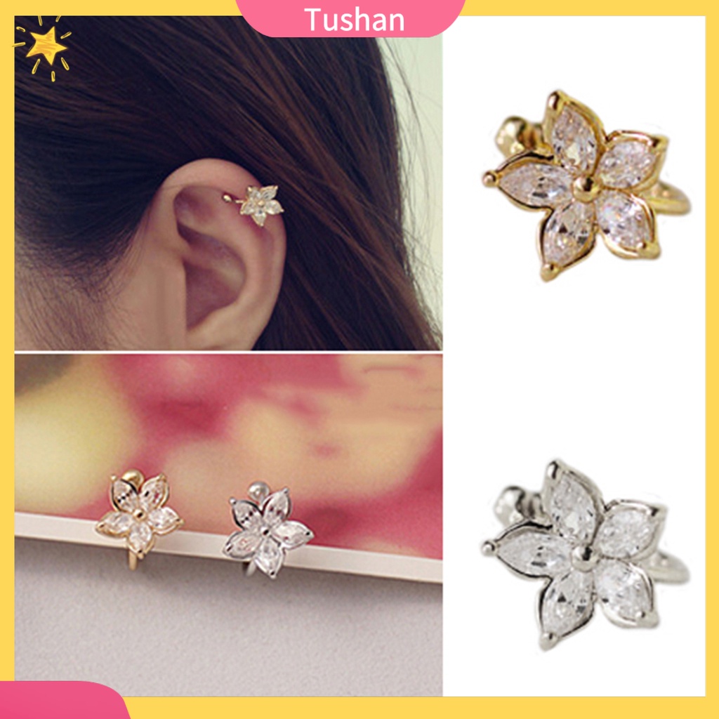 Khuyên kẹp vành tai chữ U đính đá thời trang cho nữ