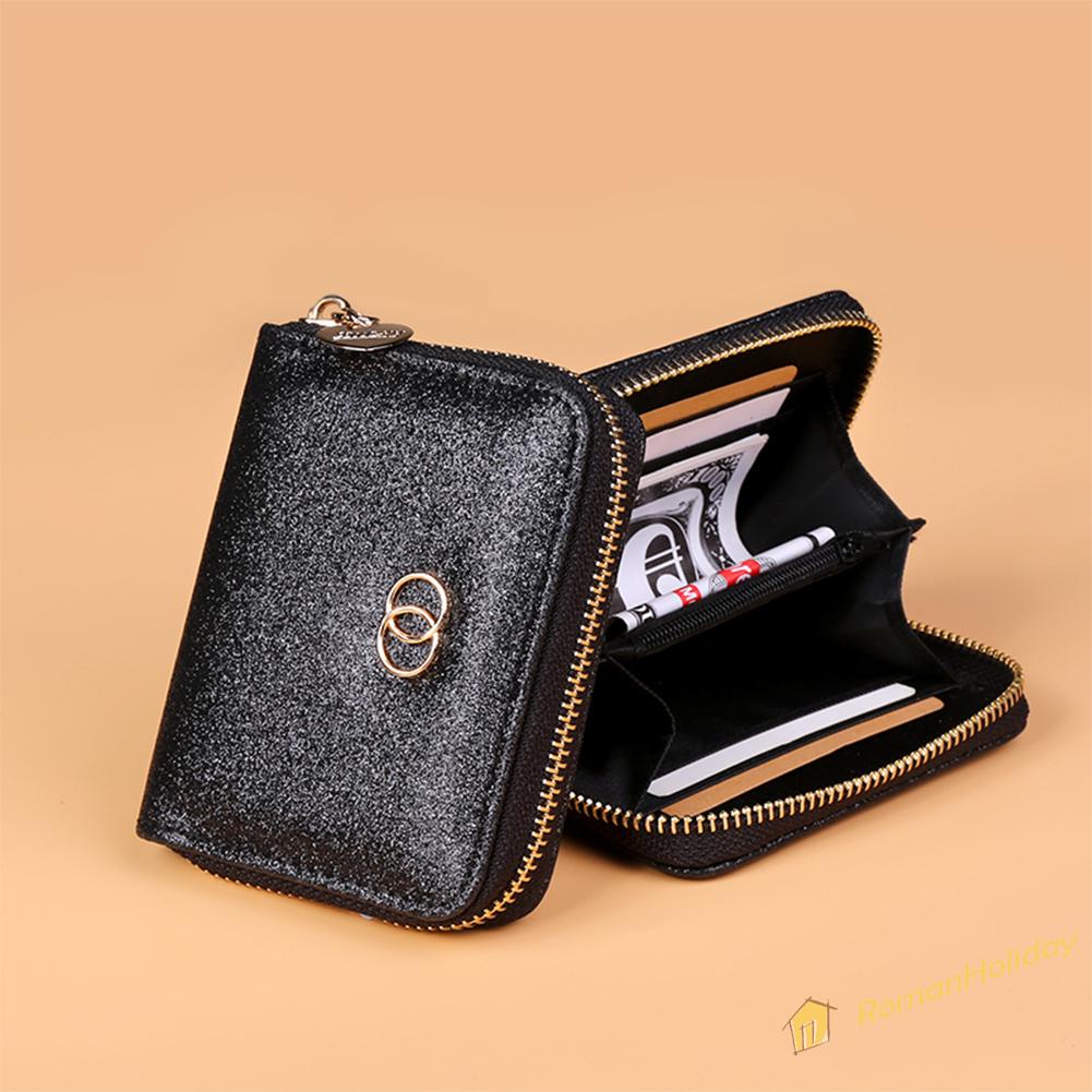 【On Sale】Casual Scrub Leather Coin Purse Shinny Women Shiny Solid Color Money Wallet
