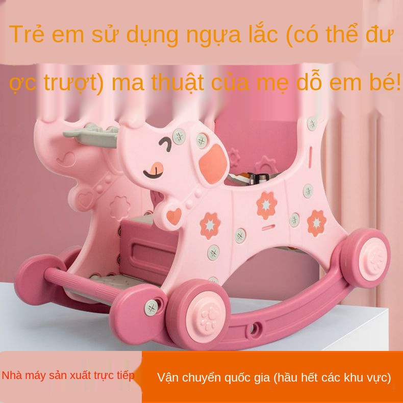 Ngựa gỗ bập bênh cho trẻ em đa năng đồ chơi một tuổi quà sinh nhật bé xe