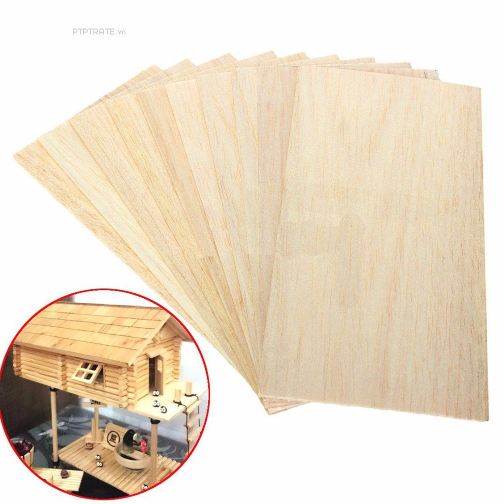 PTPTRATE ★10pcs New Wooden Plate Model Balsa Wood DIY House Ship Aircraft 200*100*1.5mm