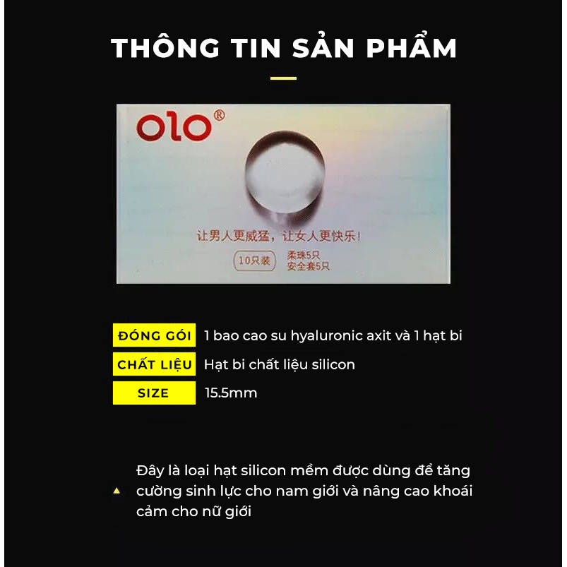 Bao cao su OLO trắng có hạt ngọc trai mềm 1.5cm tăng kích cỡ, siêu mỏng 0.01mm nội địa Trung 1 bao