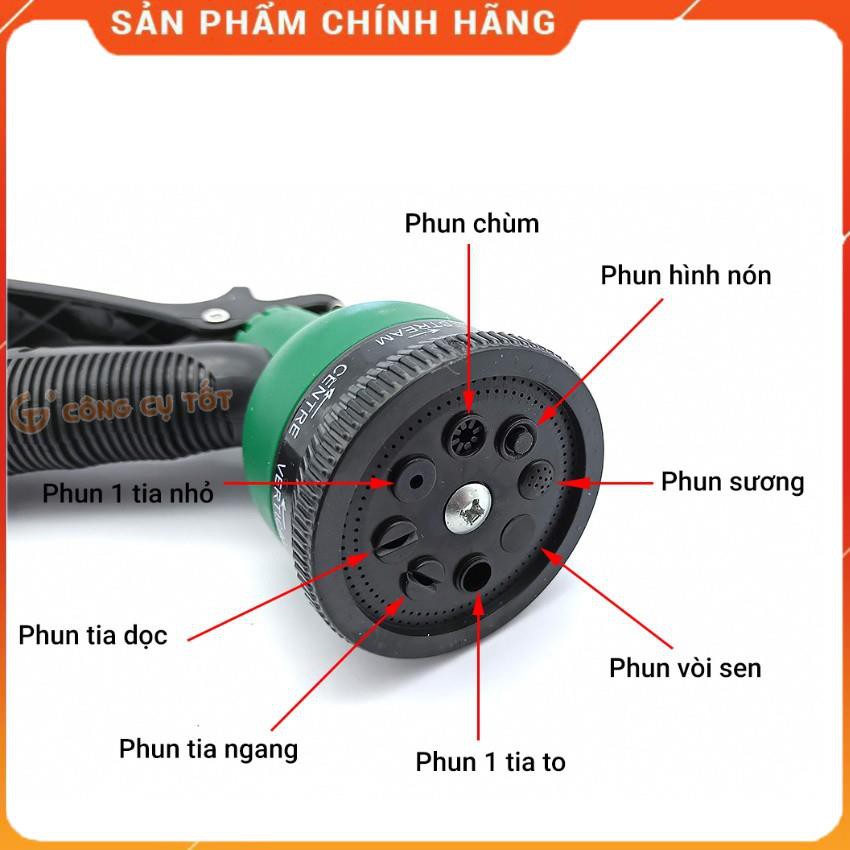 Vòi xịt rửa xe,Vòi phun nước tưới cây tăng áp thông minh 8 chế độ 815621-1 (cút đồng,nối đồng - dây vàng) [SKM]