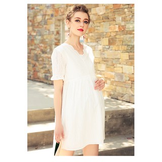 Váy bầu cao cấp trắng