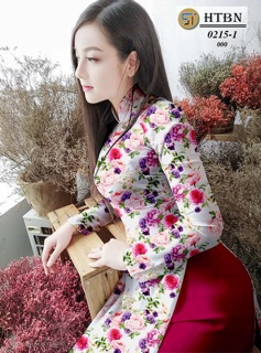 Vải áo dài in hoa hồng