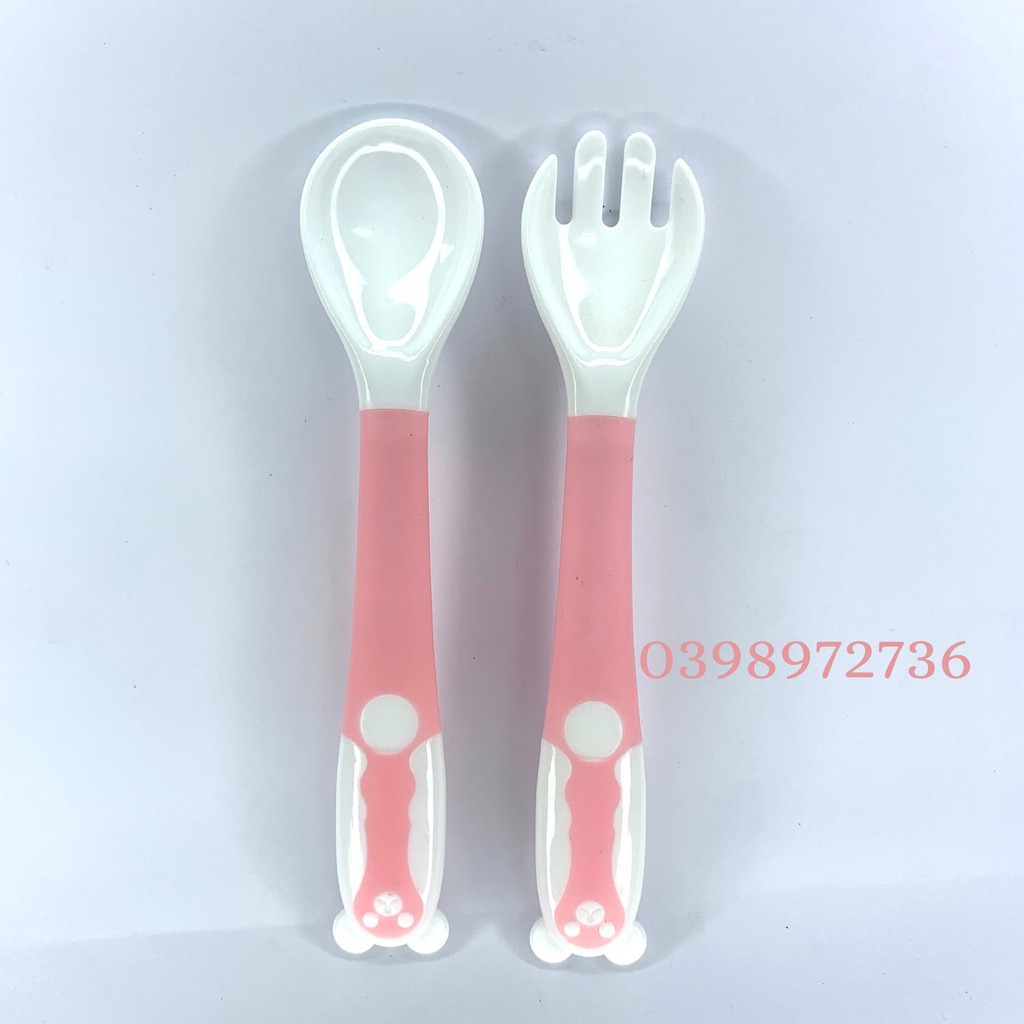 Thìa Dĩa Silicon Uốn Cong 4 Chiều Cho Bé - HT Baby