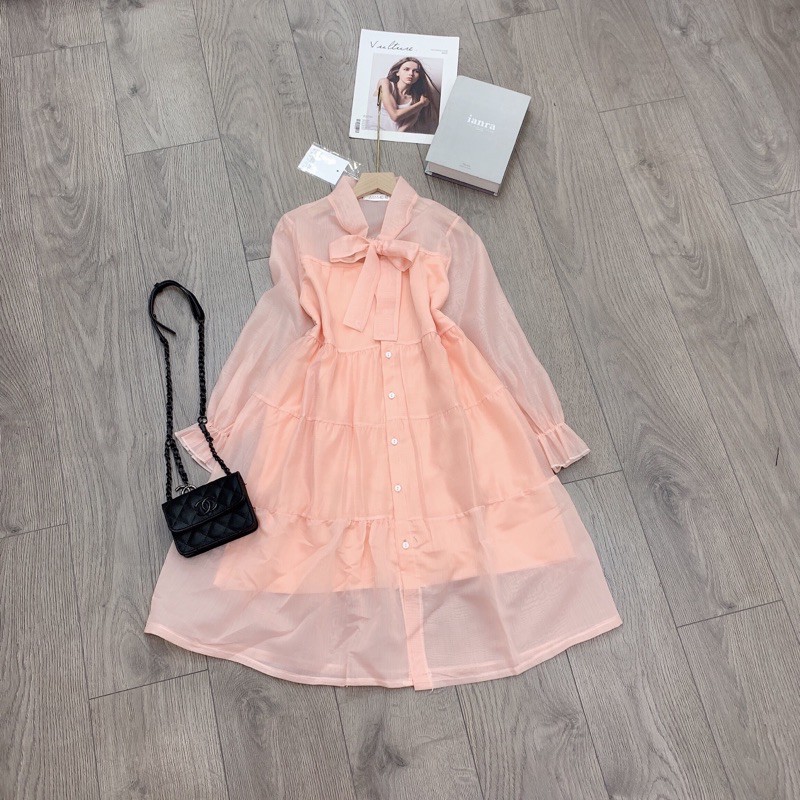 Đầm xoè tầng babydoll nơ cổ siêu yêu (Ảnh thật và video trải sàn) | BigBuy360 - bigbuy360.vn