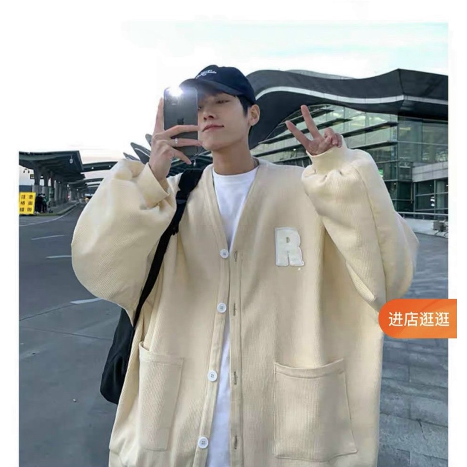 Áo Khoác Cadigan Nam Chữ R Chất Nỉ Dày Mịn Phong Cách Trẻ Trung Năng Động Hot NEW UNISEX