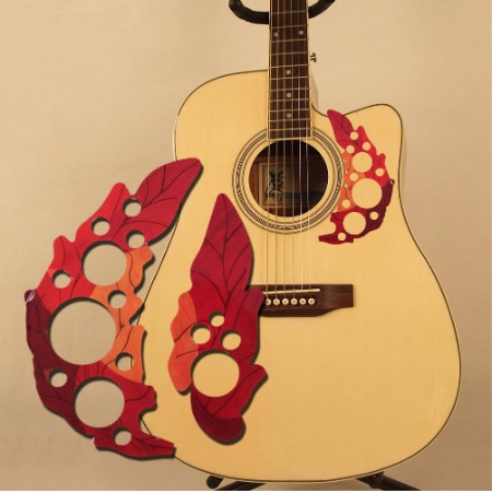 Combo 3 miêng dán trang trí đàn Guitar Lá đỏ