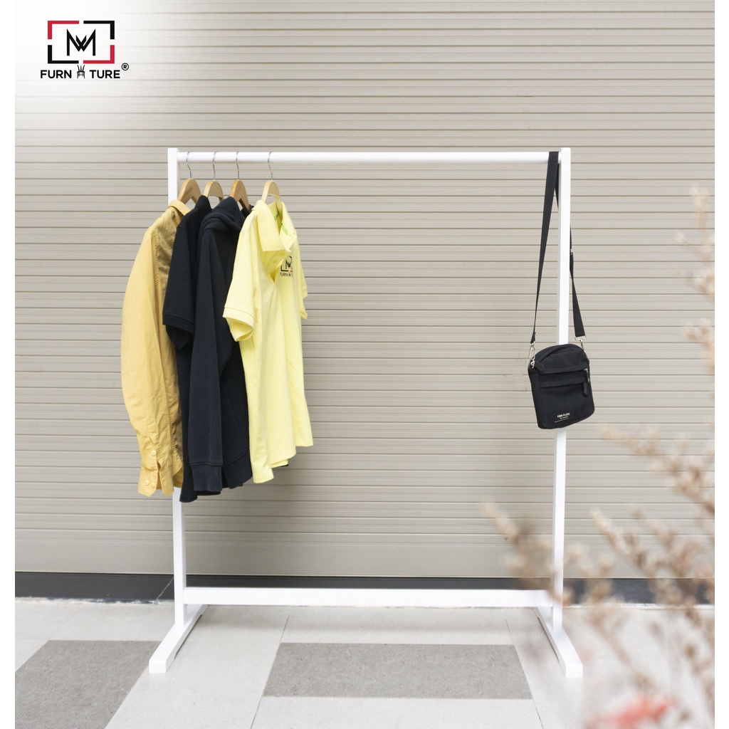 Giá treo quần áo thanh đơn Hàn Quốc màu Trắng/Đen size ngang 1 mét thương hiệu MW FURNITURE - Nội thất căn hộ